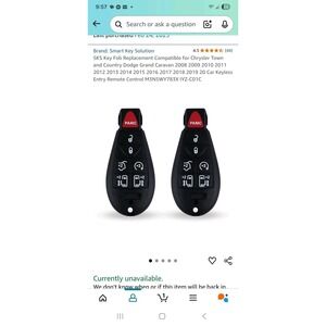 2 Remote Car Key Fob  For 2008-2020 Dodge Grand Caravan Chrysler Town&Country